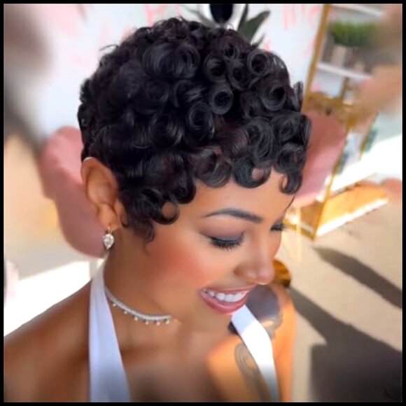 Short Curly Bob Wig Brazilian Human Hair Glueless Adjustable Straps Modern main image 6